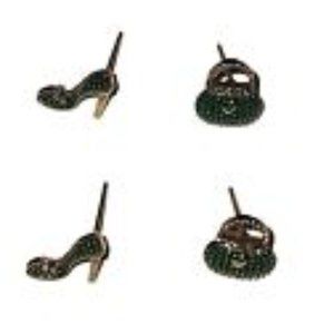 2 SHOE and PURSE Green Glitter Stud Post Earring Jewelry Sets - Handmade USA